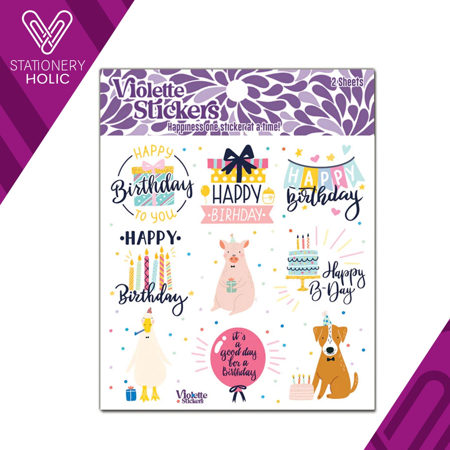 Violette Stickers - Stickers 4 x 4" (2 Hojas) - Barnyard Birthday