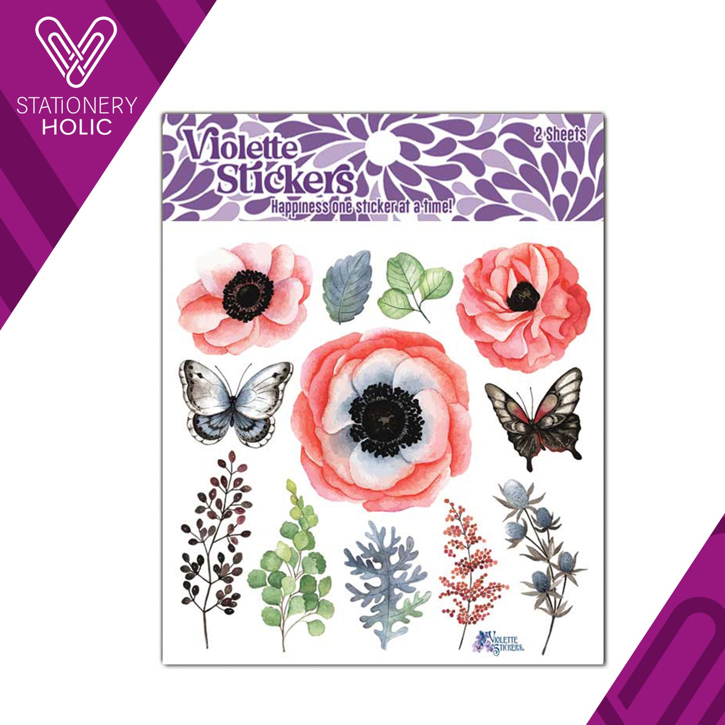 Violette Stickers - Stickers 4 x 4" (2 Hojas) - Blush