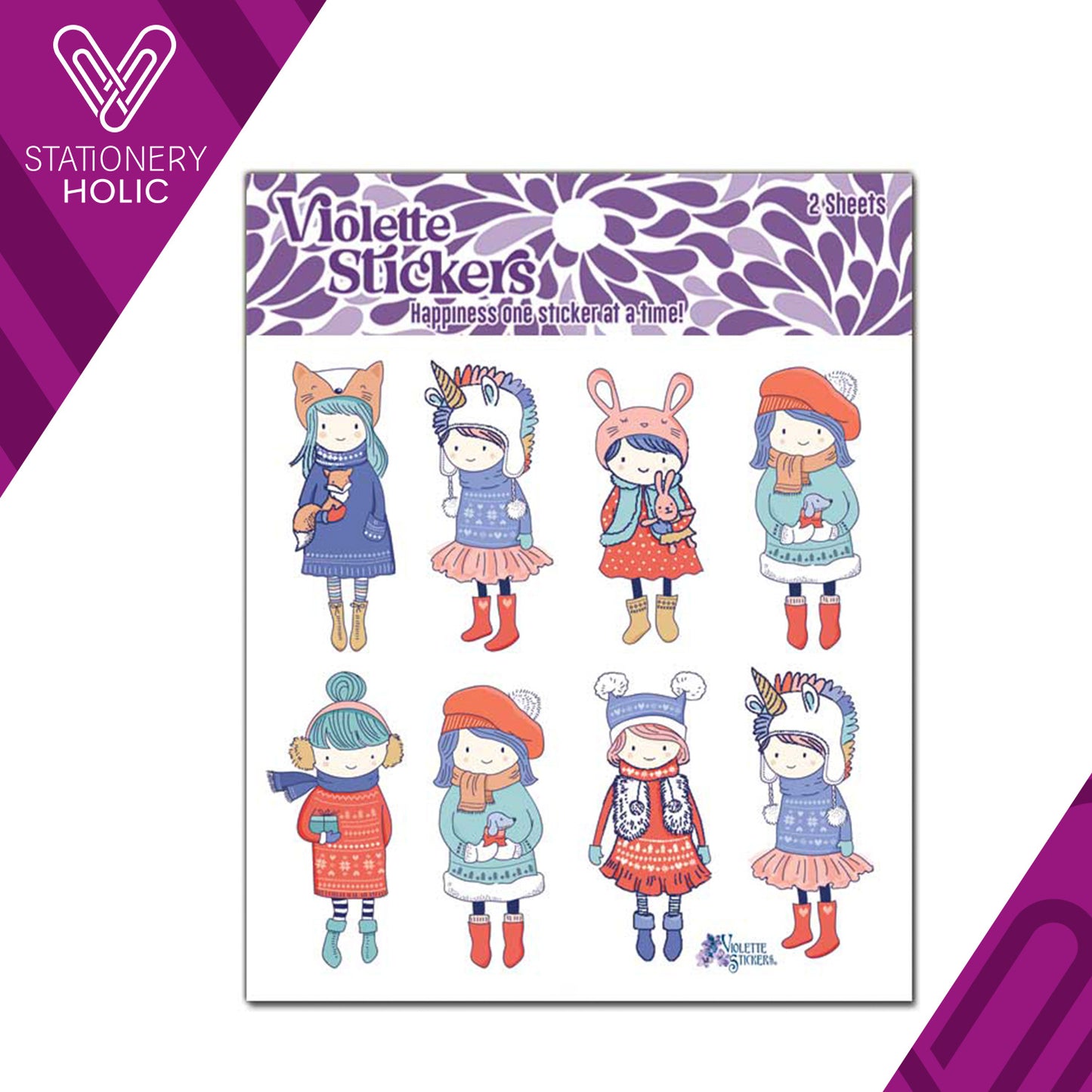 Violette Stickers - Stickers 4 x 4" (2 Hojas) - Bundled Up