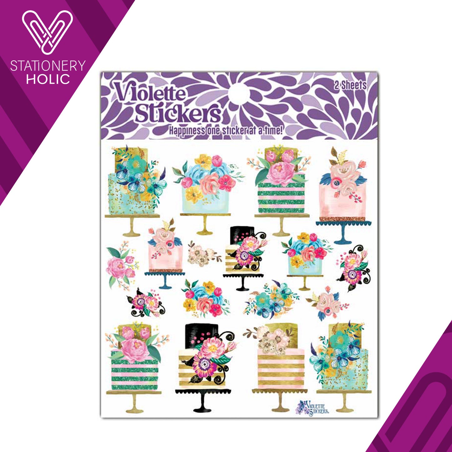 Violette Stickers - Stickers 4 x 4" (2 Hojas) - Cakes