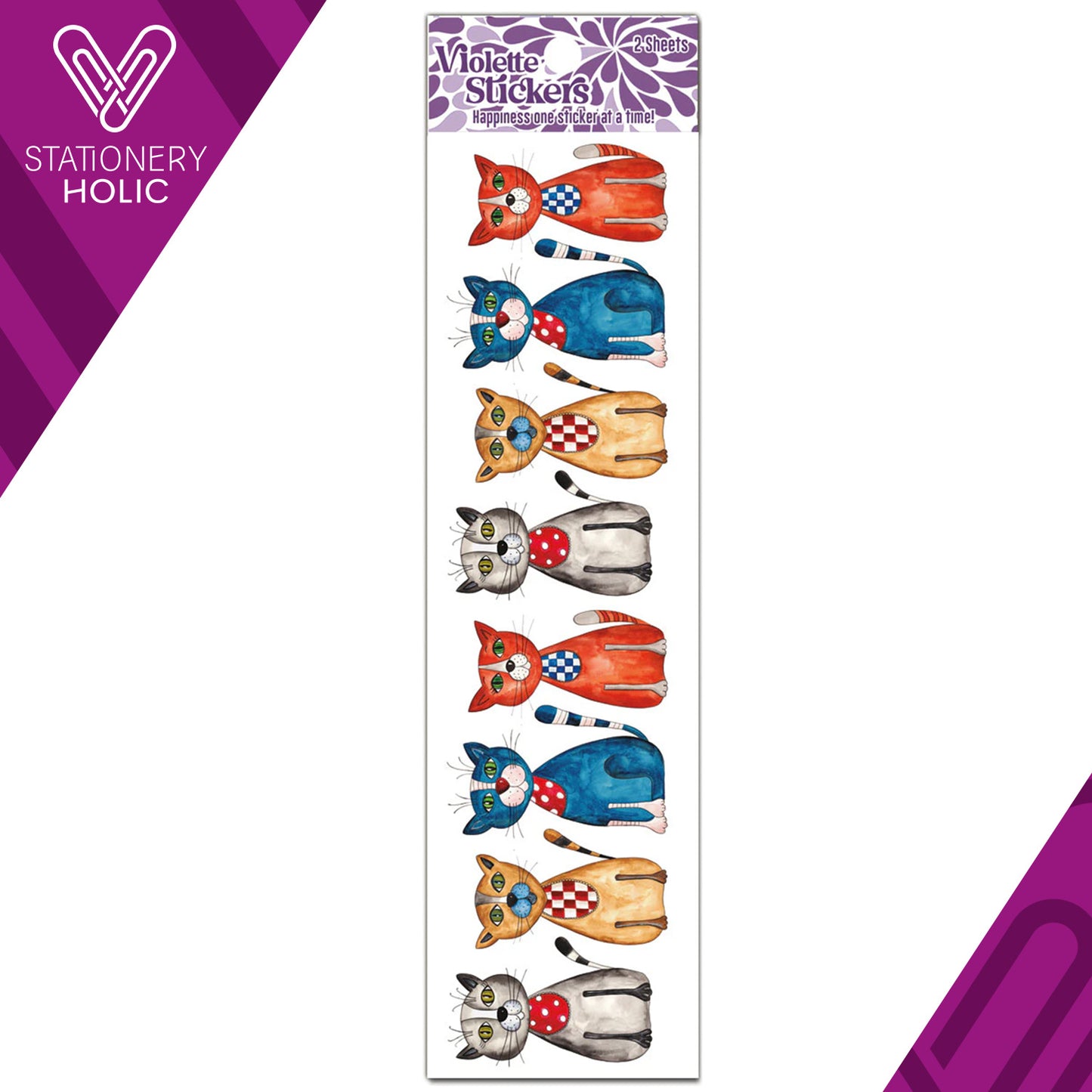 Violette Stickers - Stickers 2 x 7" (2 Hojas) - Country Cats