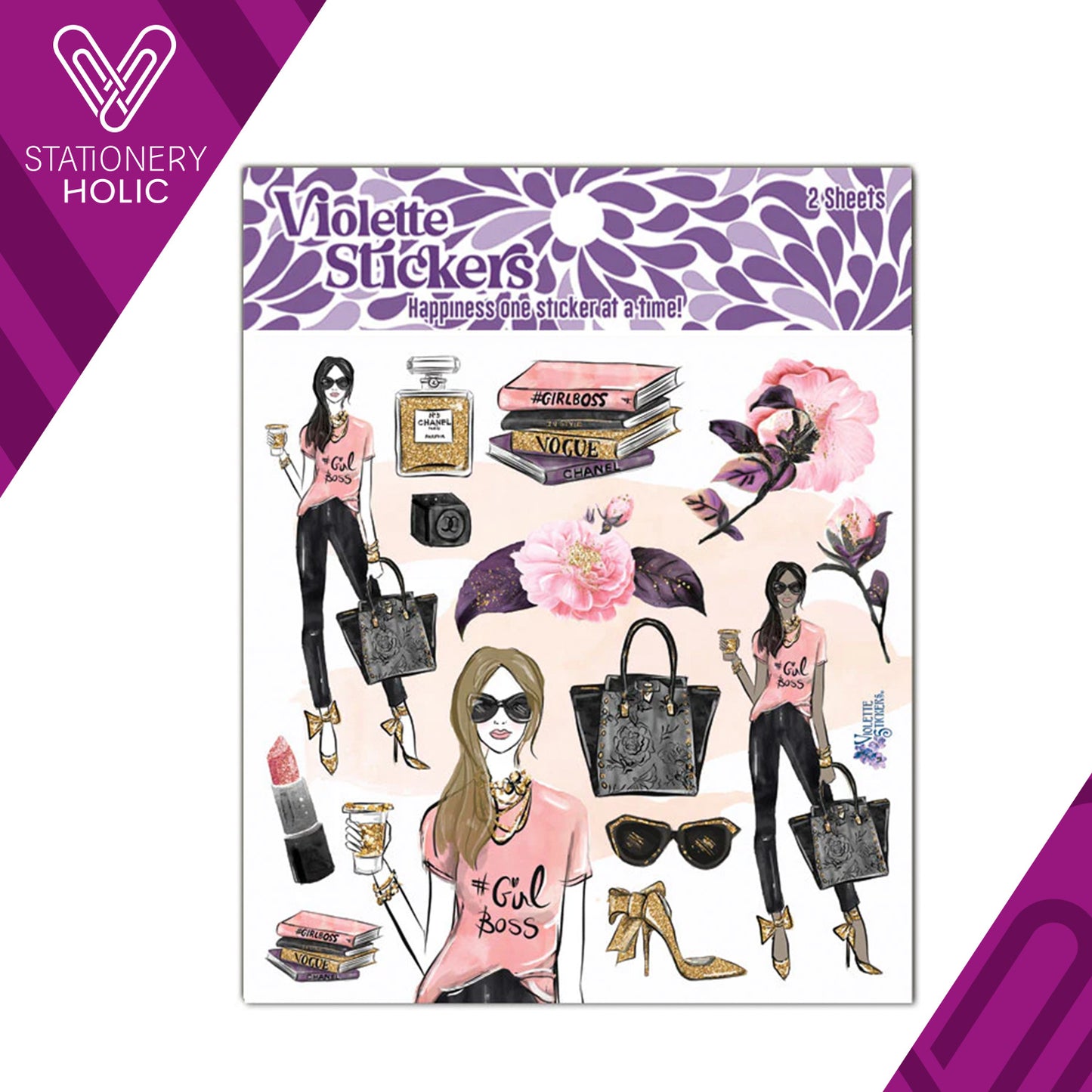 Violette Stickers - Stickers 4 x 4" (2 Hojas) - Girl Boss