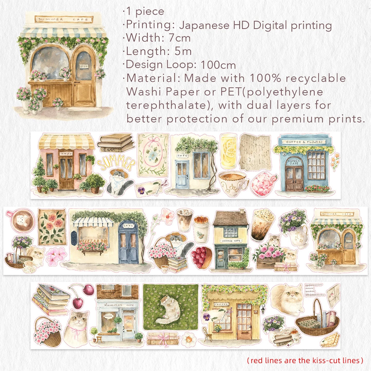 The Washi Tape Shop - Washi o PET Stickers L - Summer Café