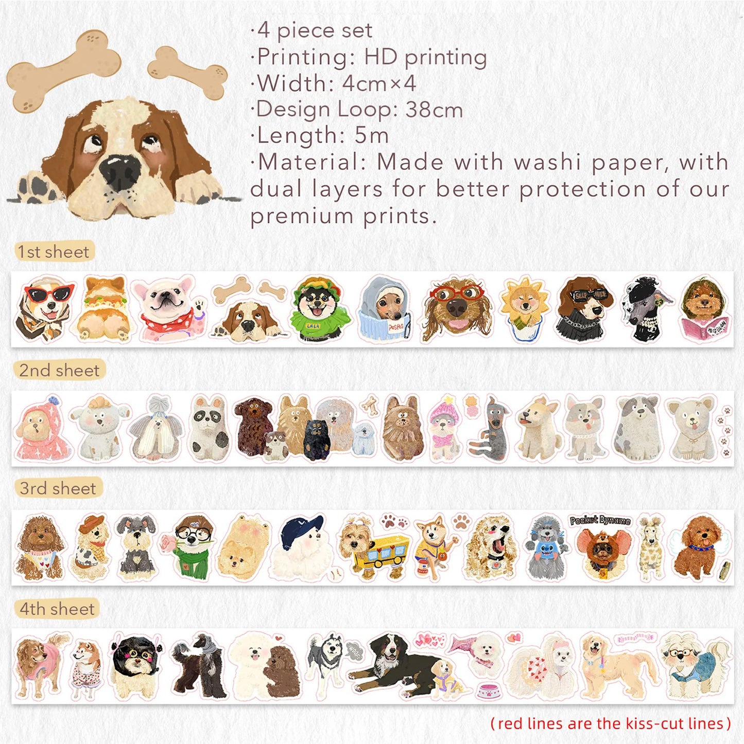 The Washi Tape Shop - Set Washi Stickers - Tail Waggers