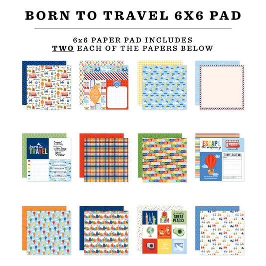 Echo Park - Bloc Papel 6 x 6 - Born To Travel