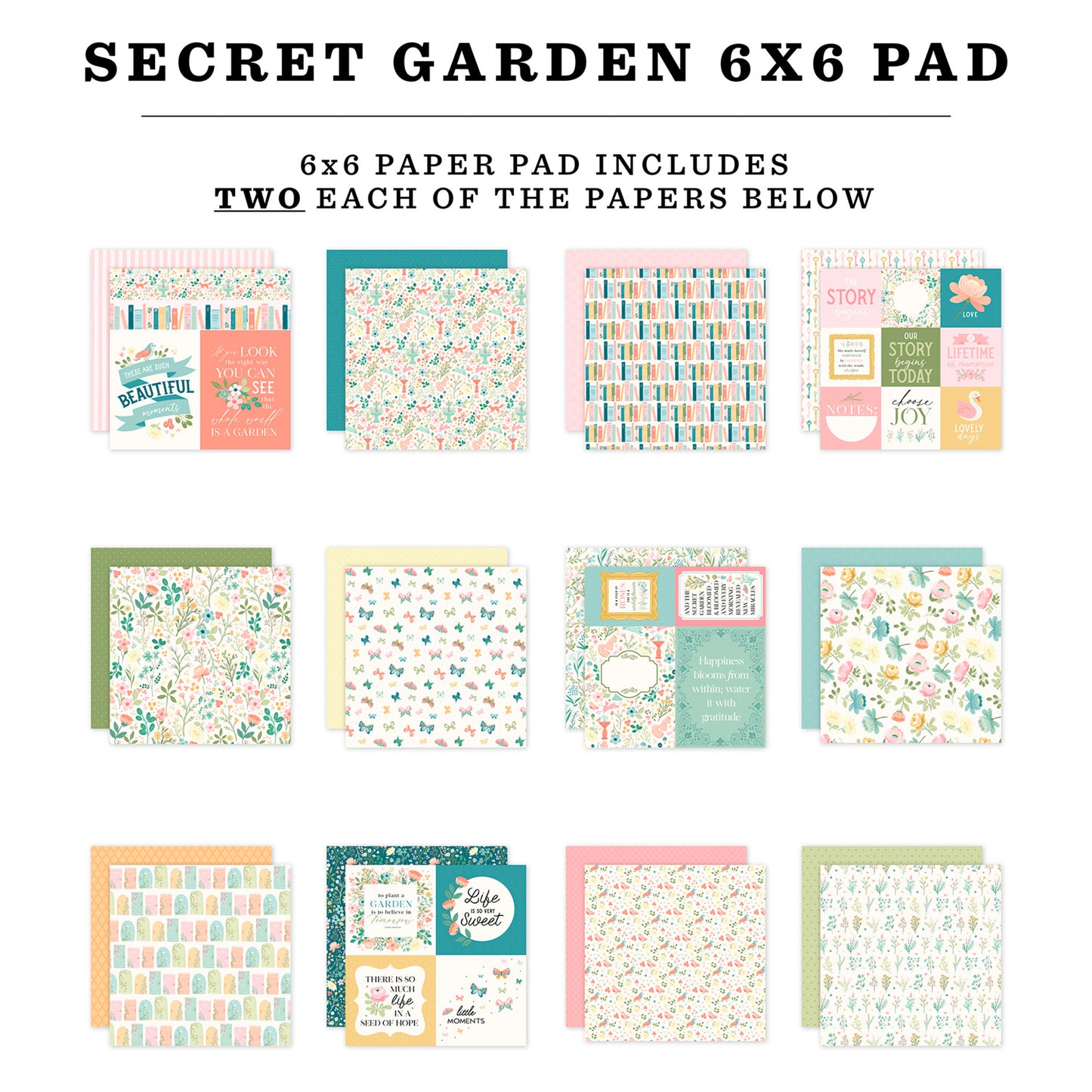 Echo Park - Bloc Papel 6 x 6 - Secret Garden