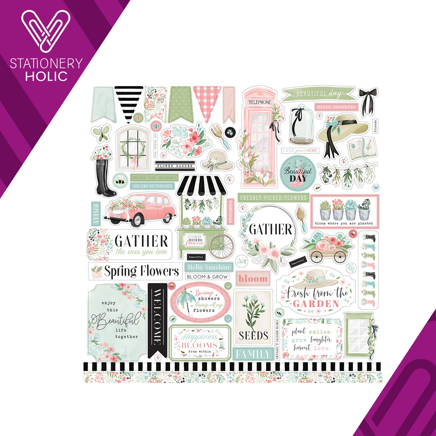 Echo Park - Hoja de Stickers 12 x 12 - Flower Garden