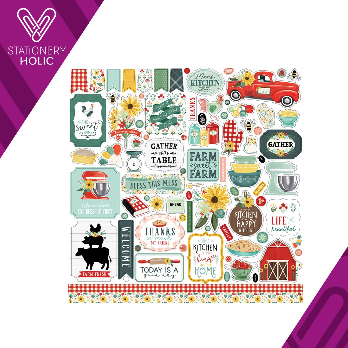 Echo Park - Hoja de Stickers 12 x 12 - Sunflower Market