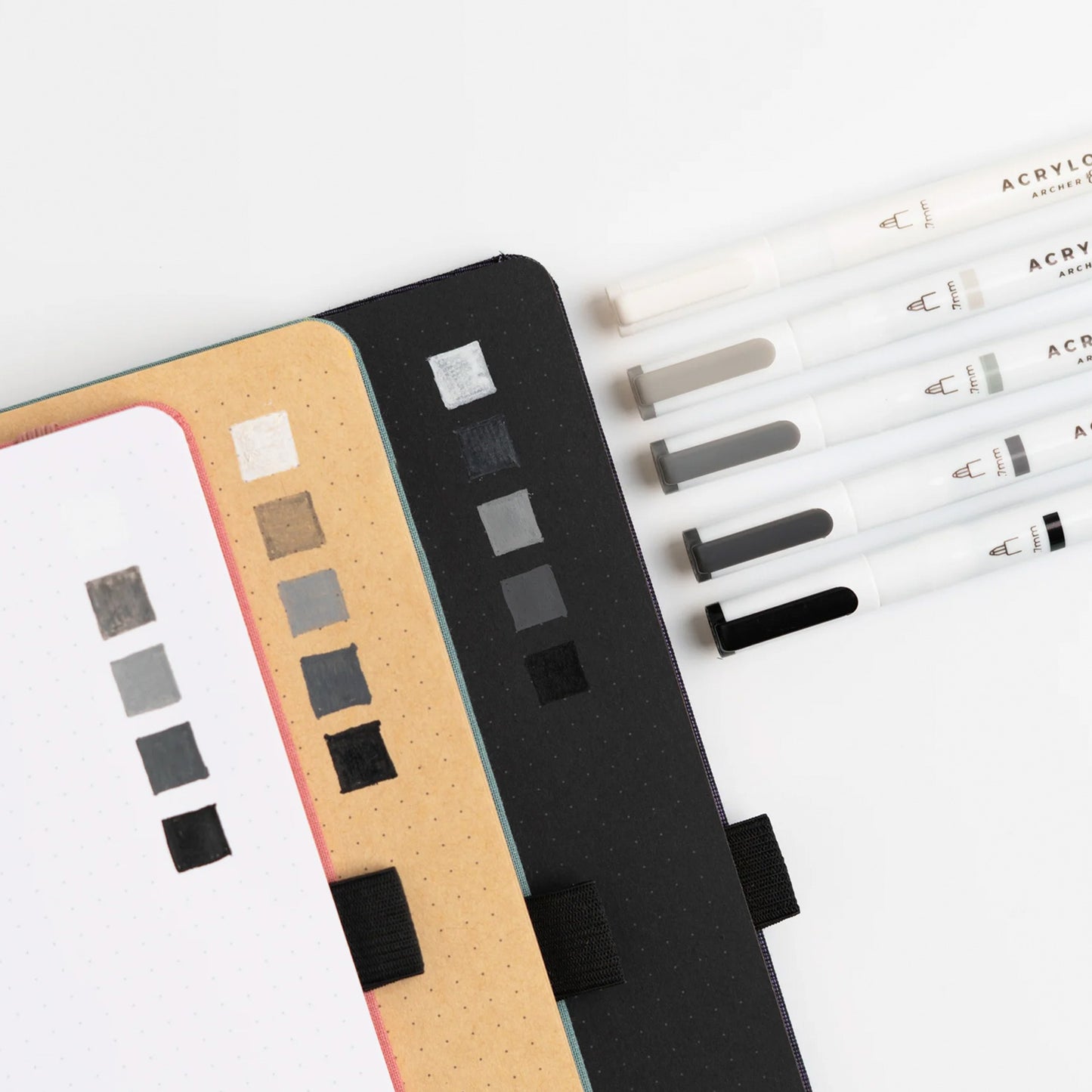 Archer & Olive - Marcadores Acrylographs (Set de 5) - Grayscale