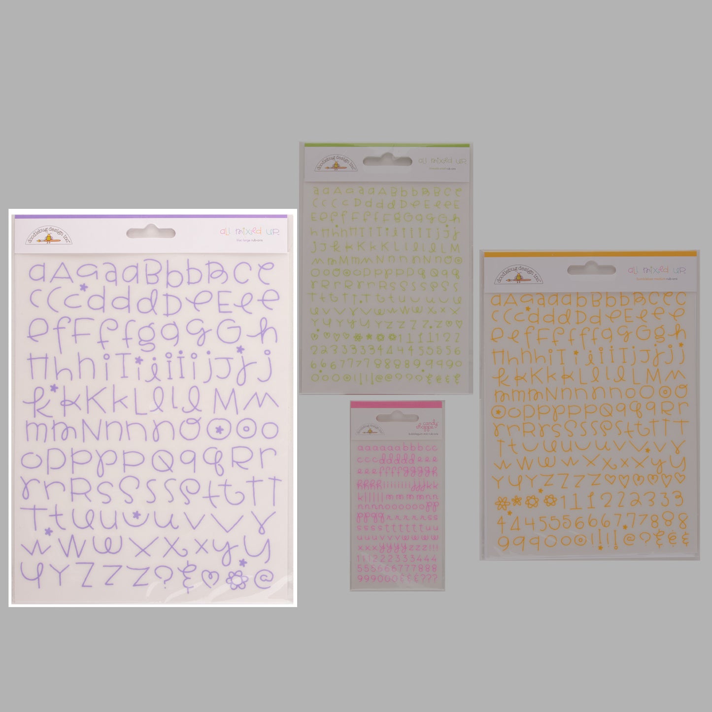 Doodlebug Design - Rub-ons Alpha Large - All Mixed Up Tangerine