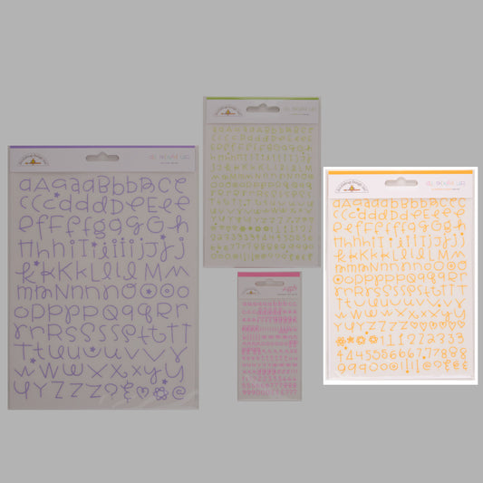 Doodlebug Design - Rub-ons Alpha Medium - All Mixed Up Lilac