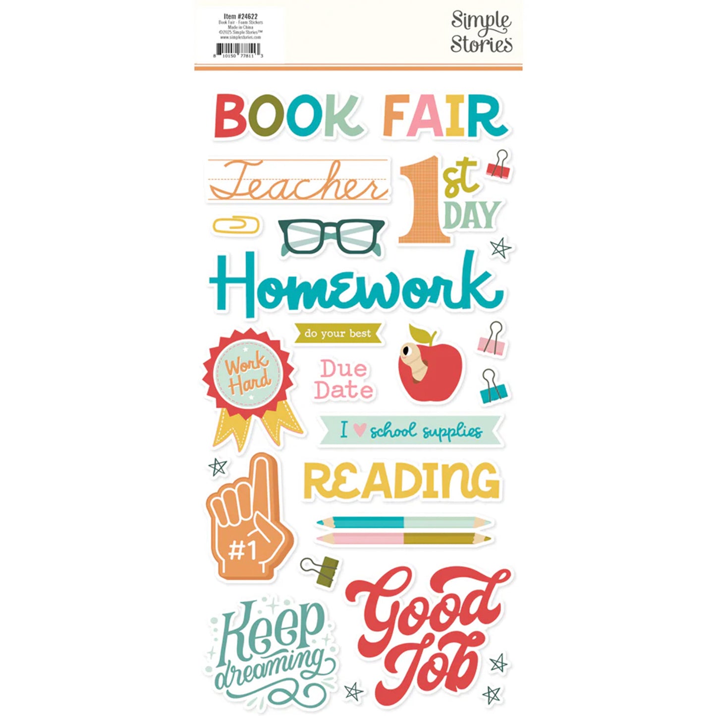 Simple Stories - Foam Stickers 6 x 12 - Book Fair