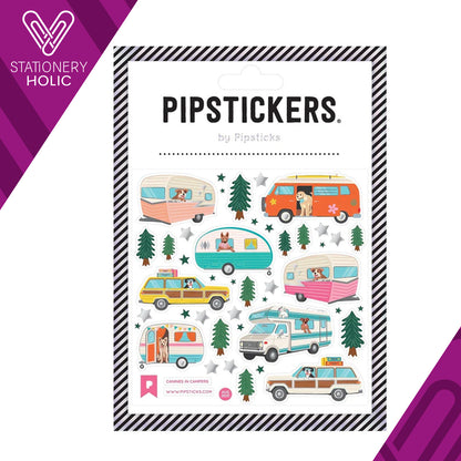 Pipsticks - Stickers 4x4" - Canines in Campers