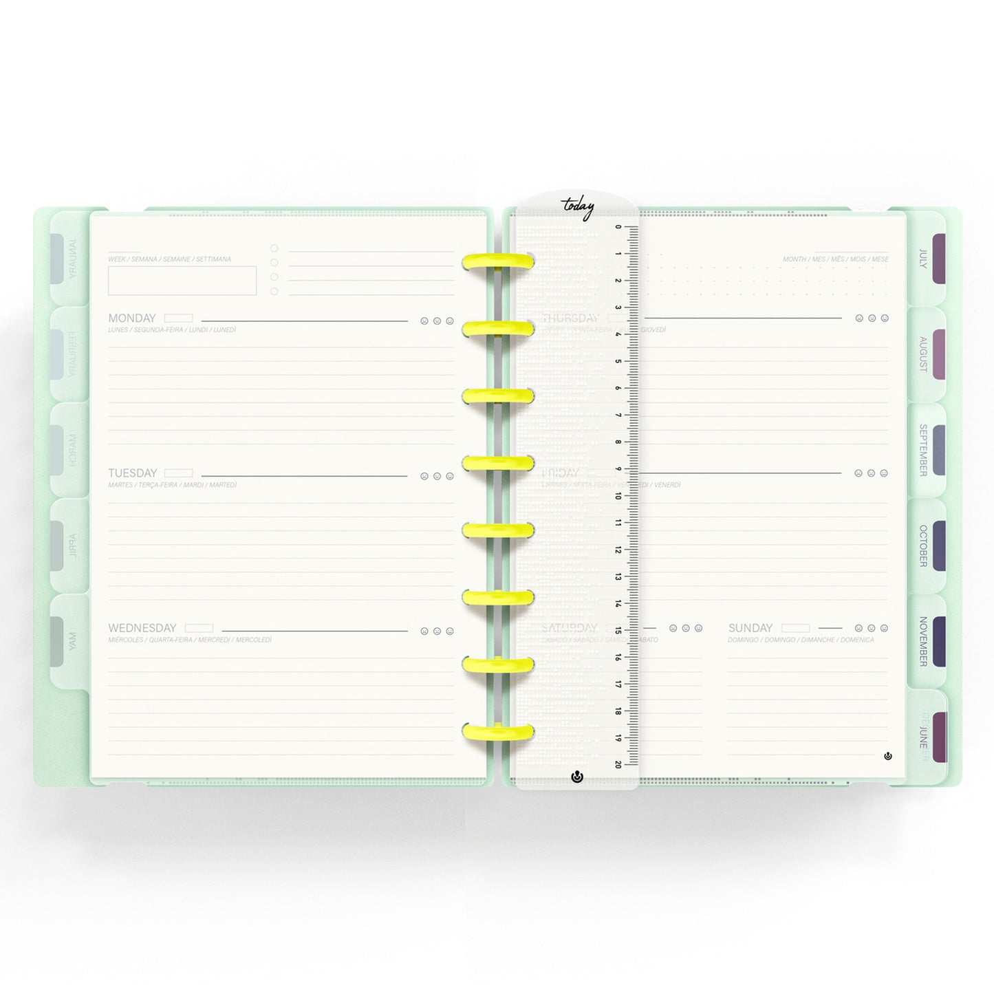 Carchivo - Planner Ingeniox A5 Neon (12 meses-no fechado) - Menta Pastel