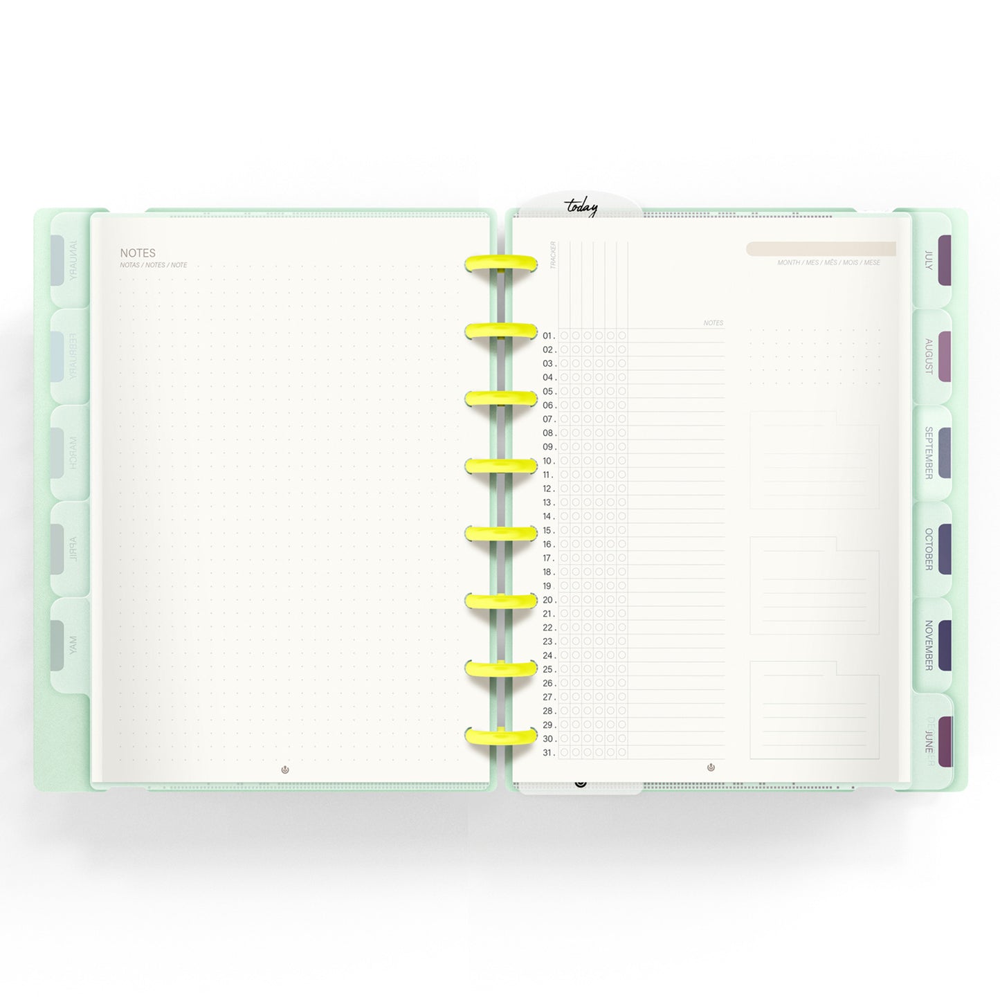Carchivo - Planner Ingeniox A5 Neon (12 meses-no fechado) - Menta Pastel