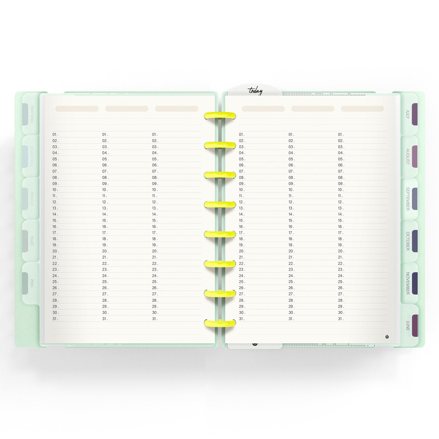 Carchivo - Planner Ingeniox A5 Neon (12 meses-no fechado) - Menta Pastel