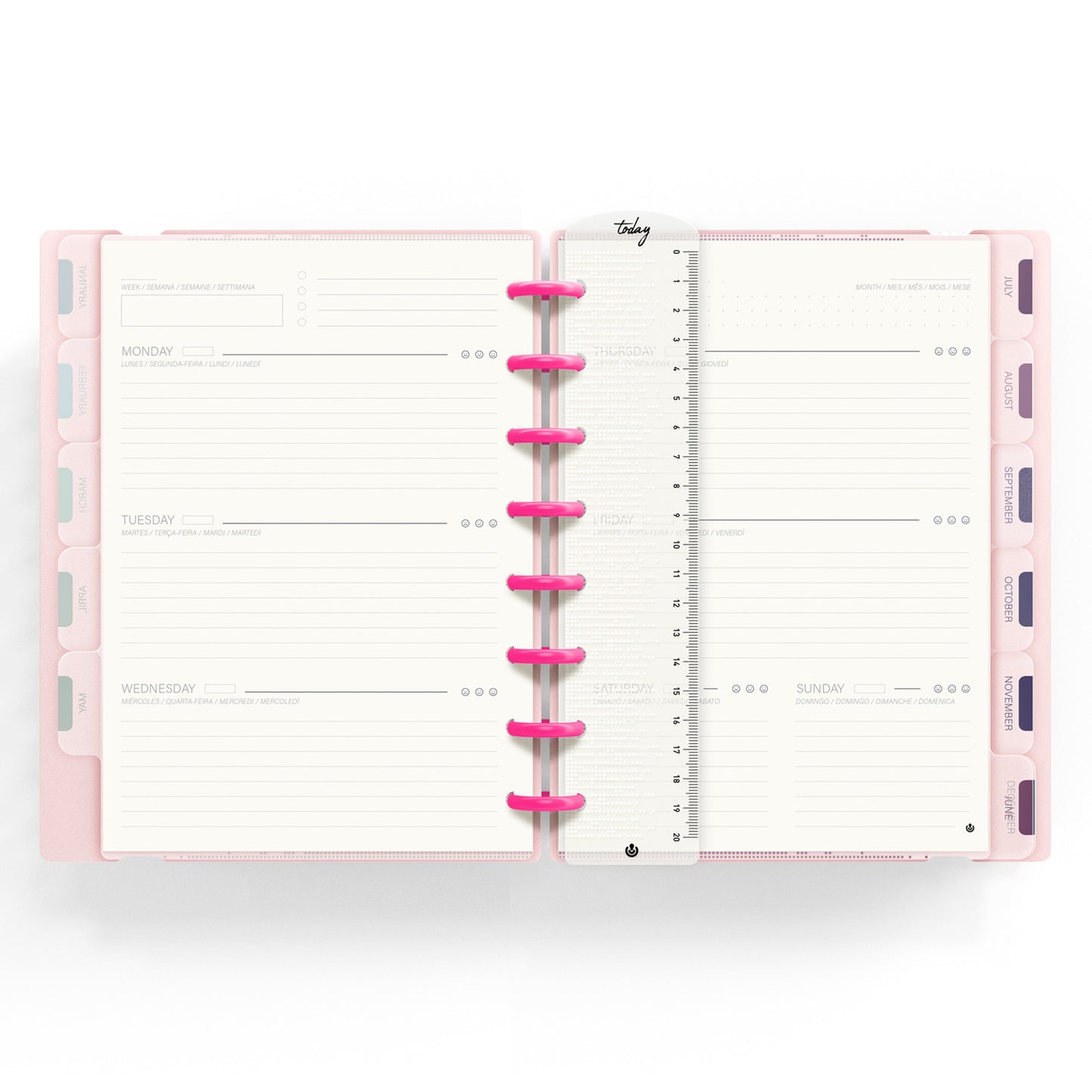 Carchivo - Planner Ingeniox A5 Neon (12 meses-no fechado) - Rosa Pastel