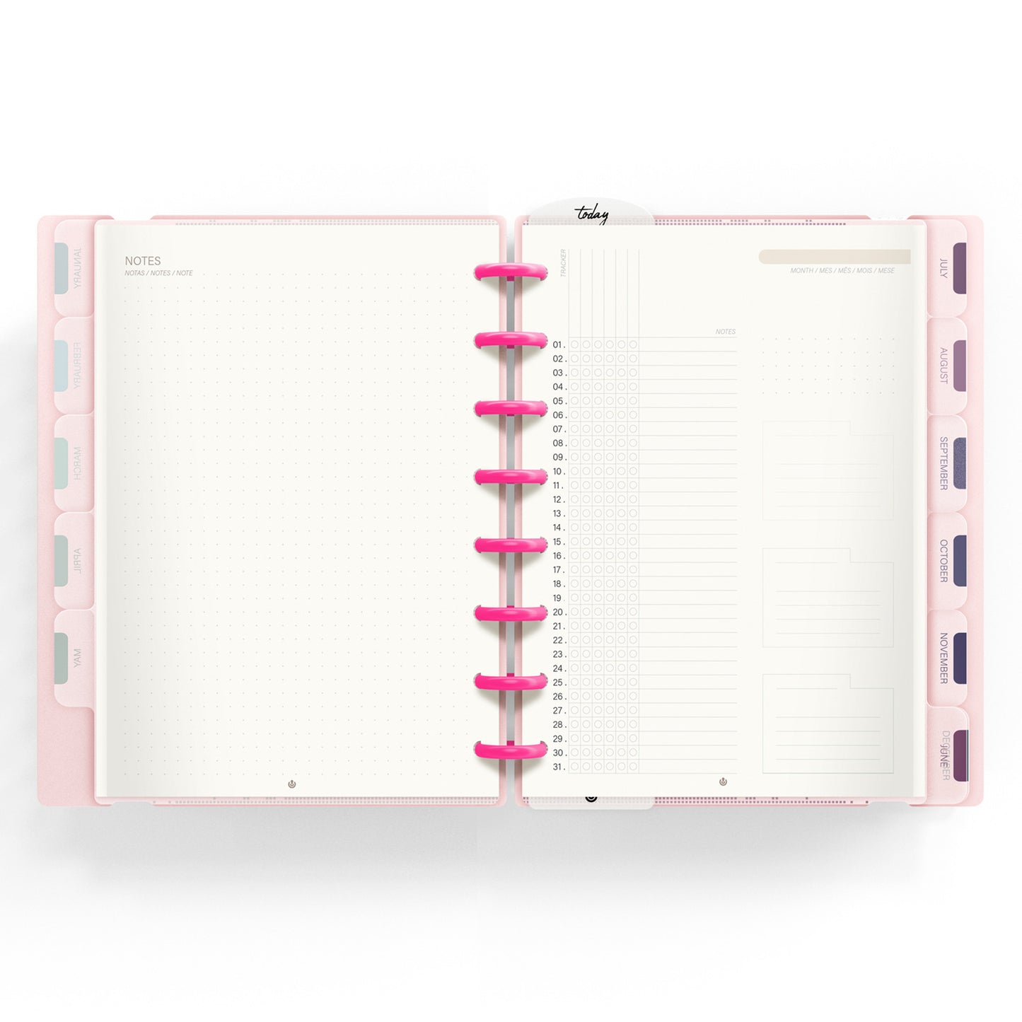 Carchivo - Planner Ingeniox A5 Neon (12 meses-no fechado) - Rosa Pastel
