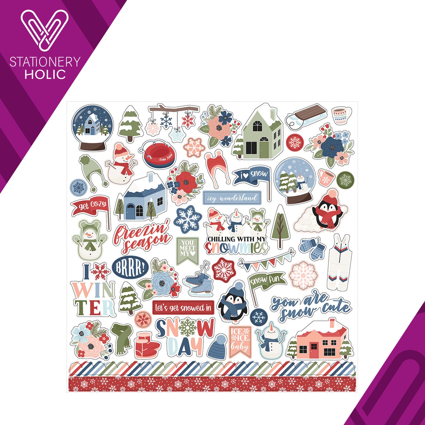 Echo Park - Hoja de Stickers 12 x 12 - Chilling With Snowmies