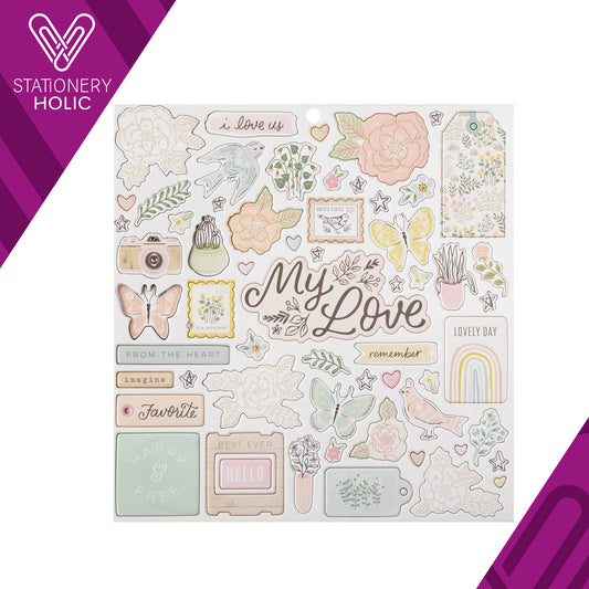 Crate Paper - Chipboard Stickers 12 x 12 - Gingham Garden