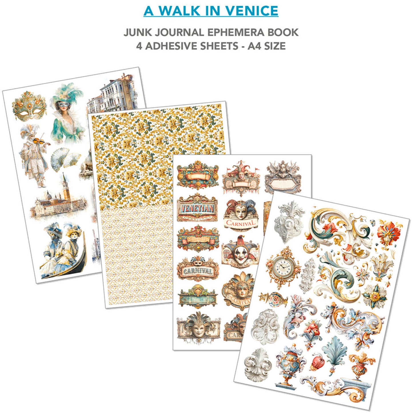 Ciao Bella - Junk Journal Ephemera Book A4 - A Walk In Venice