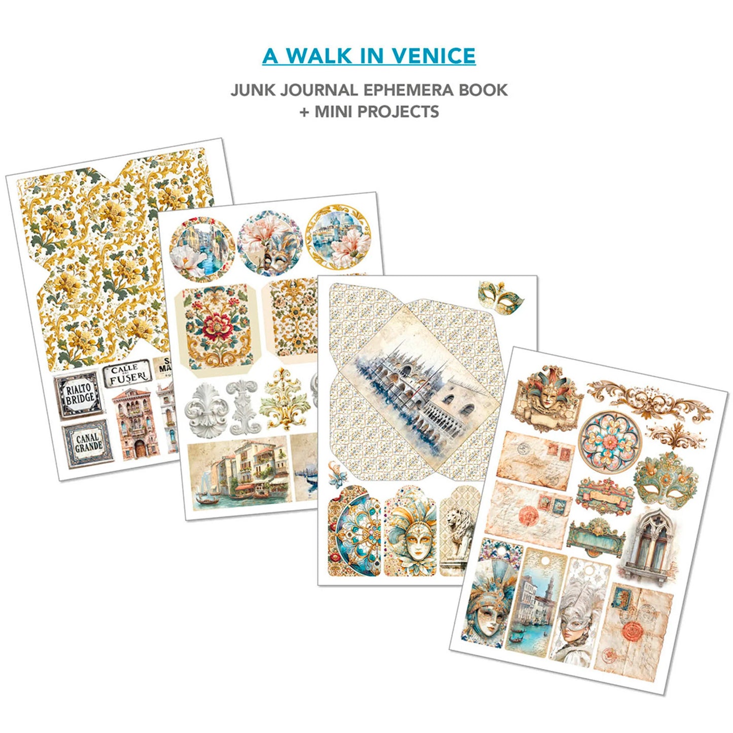Ciao Bella - Junk Journal Ephemera Book A4 - A Walk In Venice
