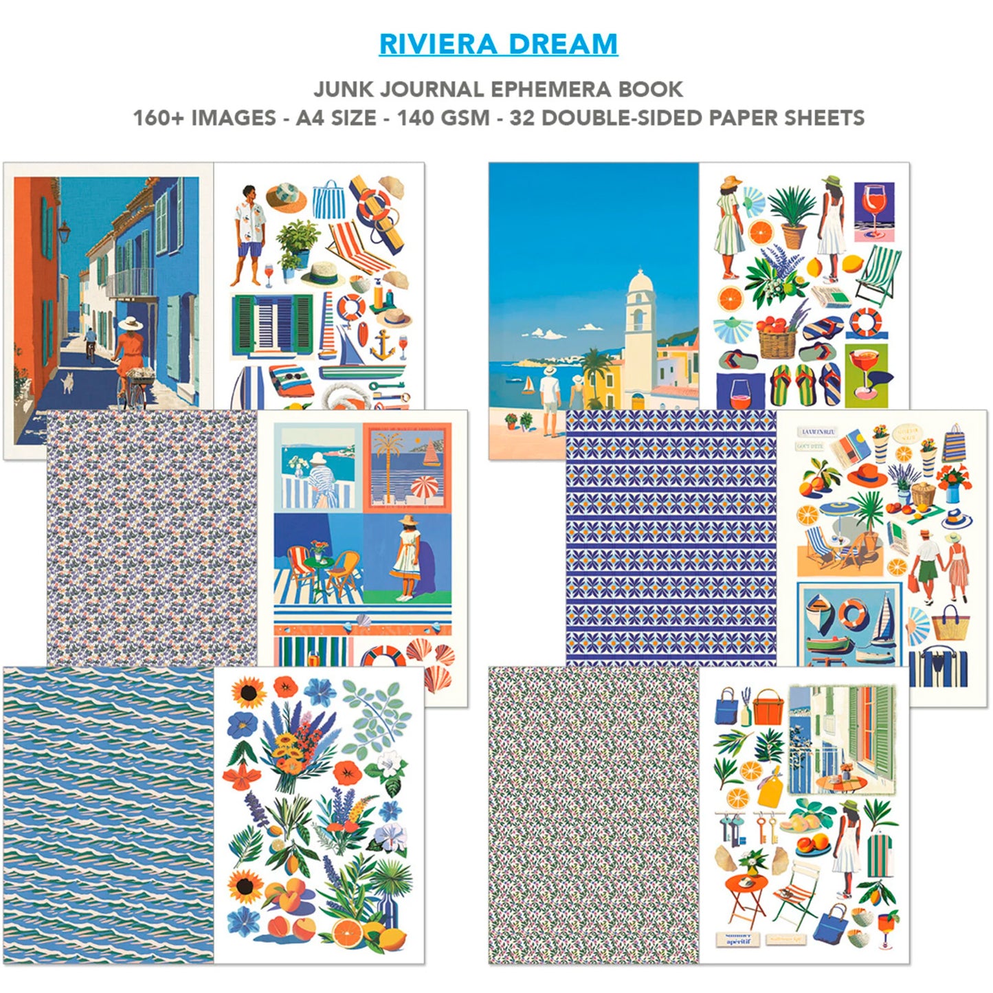 Ciao Bella - Junk Journal Ephemera Book A4 - Riviera Dream