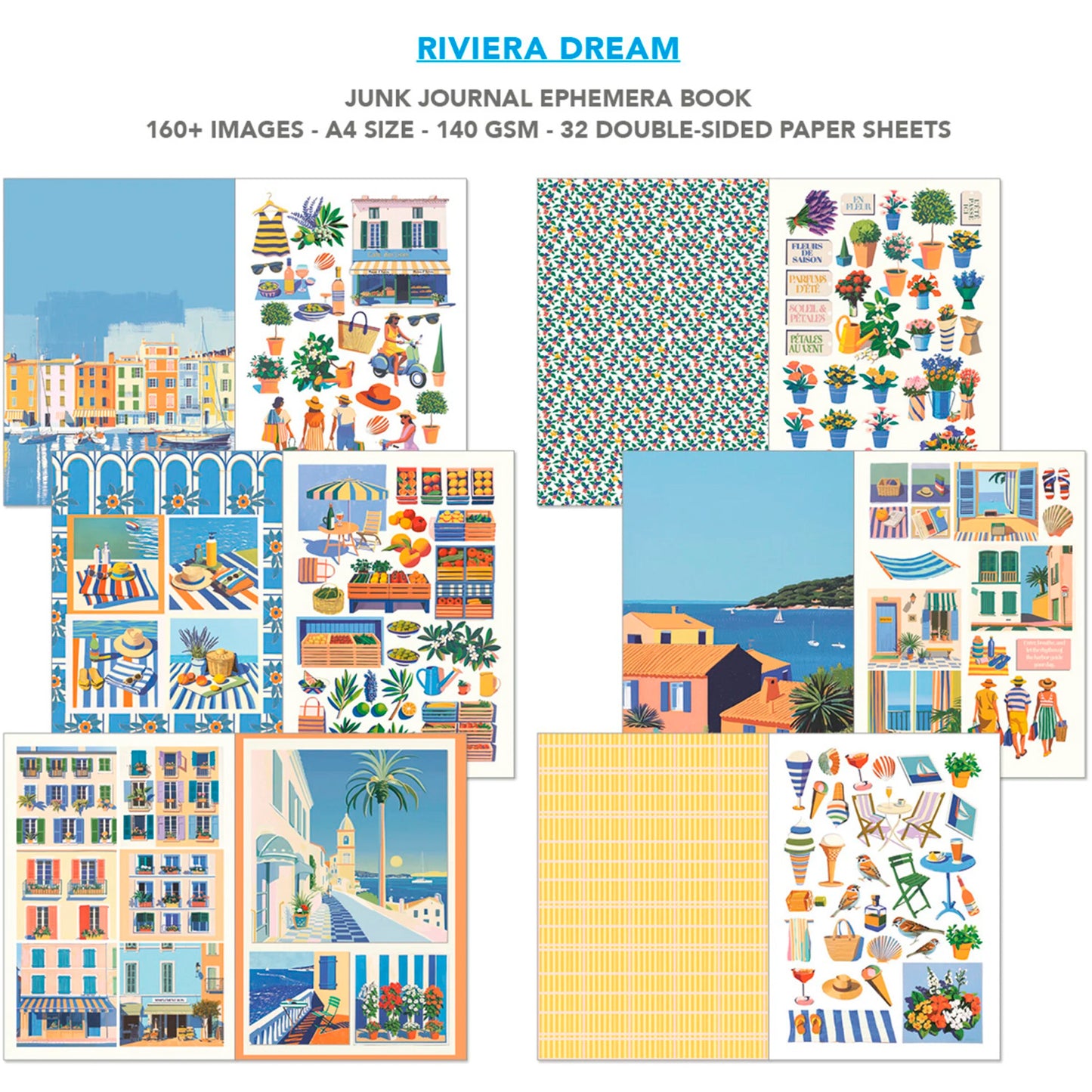 Ciao Bella - Junk Journal Ephemera Book A4 - Riviera Dream