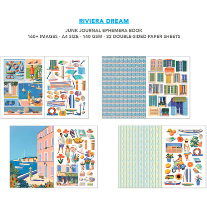Ciao Bella - Junk Journal Ephemera Book A4 - Riviera Dream