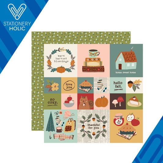 Simple Stories - Hoja Papel 12 x 12 - Cider & Donuts - 2x2/4x4 Elements