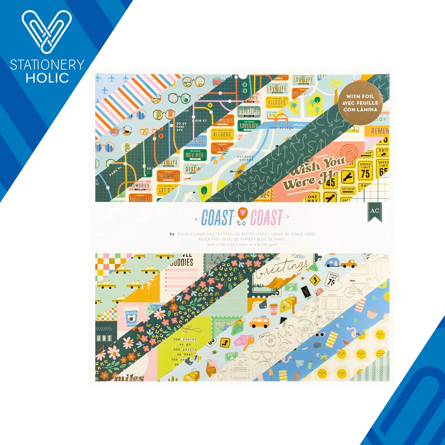 American Crafts - Bloc Papel 12 x 12 - Coast To Coast