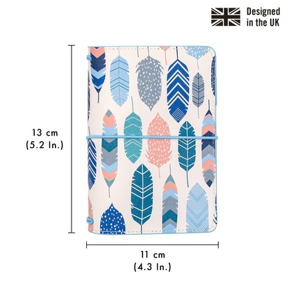 Carpe Diem - Travelers Bundle A6 - Feathers Notebook Cover, 4 pack notebooks, Gel Metal Pen