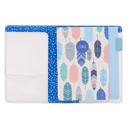 Carpe Diem - Travelers Bundle A6 - Feathers Notebook Cover, 4 pack notebooks, Gel Metal Pen