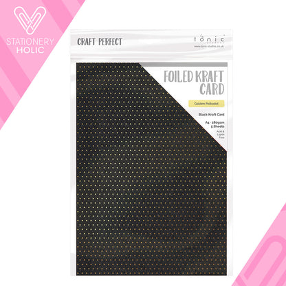 Craft Perfect - Papel Con Foil A4 - Golden Polka Dot