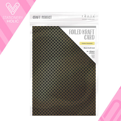 Craft Perfect - Papel Con Foil A4 - Golden Quartrefoil