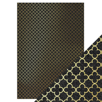 Craft Perfect - Papel Con Foil A4 - Golden Quartrefoil