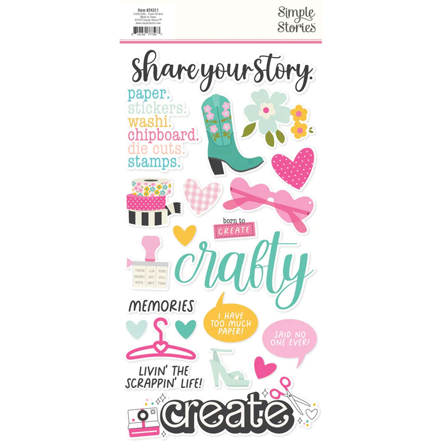 Simple Stories - Foam Stickers 6 x 12 - Crafty Babe