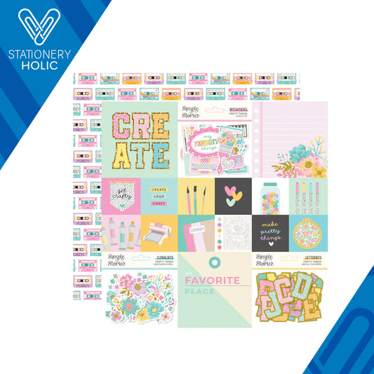 Simple Stories - Hoja Papel 12 x 12 - Crafty Things - 2x2/4x4 Elements