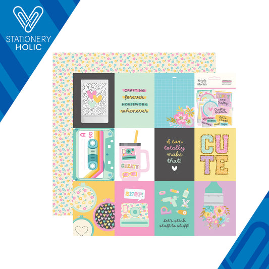 Simple Stories - Hoja Papel 12 x 12 - Crafty Things - 3x4 Elements