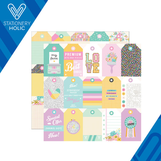 Simple Stories - Hoja Papel 12 x 12 - Crafty Things - Tag Elements