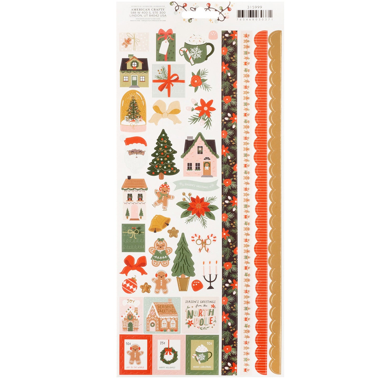 Crate Paper - Stickers 6 x 12 - Holly Jolly Holiday