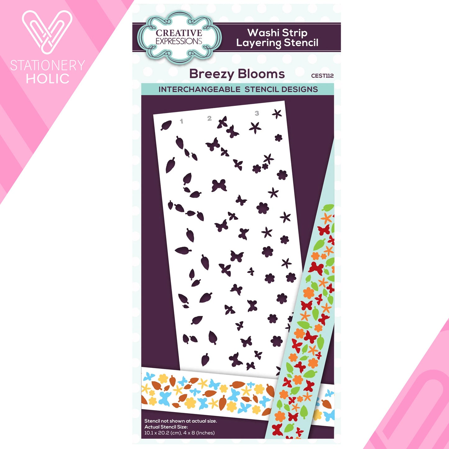 Creative Expressions - Stencil En Capas 4 x 8 Washi Strip - Breezy Blooms