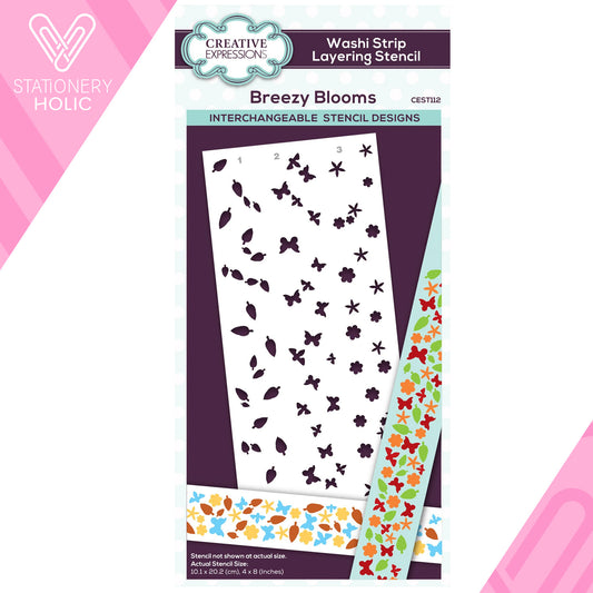 Creative Expressions - Stencil En Capas 4 x 8 Washi Strip - Breezy Blooms