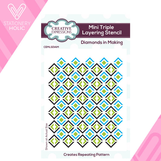 Creative Expressions - Stencils en Capas 3 x 4 Triple - Diamond In Making