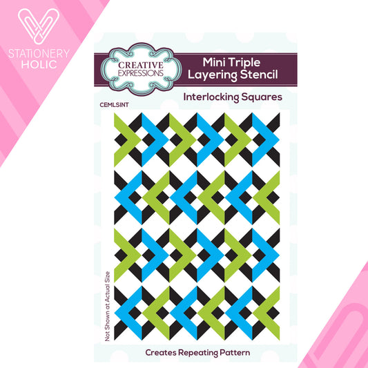 Creative Expressions - Stencils en Capas 3 x 4 Triple - Interlocking Squares