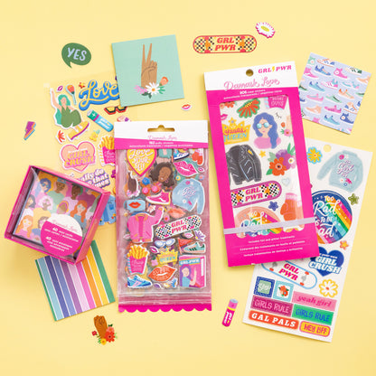 Damask Love - Combo Tarjetitas, Sticker Book y Puffy Stickers - Girl Power