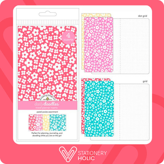 Doodlebug Design - Insertos Traveler Notebook (4 unidades) - Pastel Posies