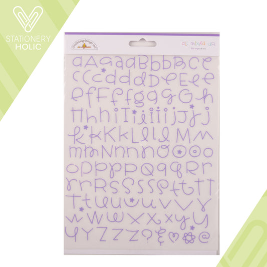 Doodlebug Design - Rub-ons Alpha Large - All Mixed Up Lilac