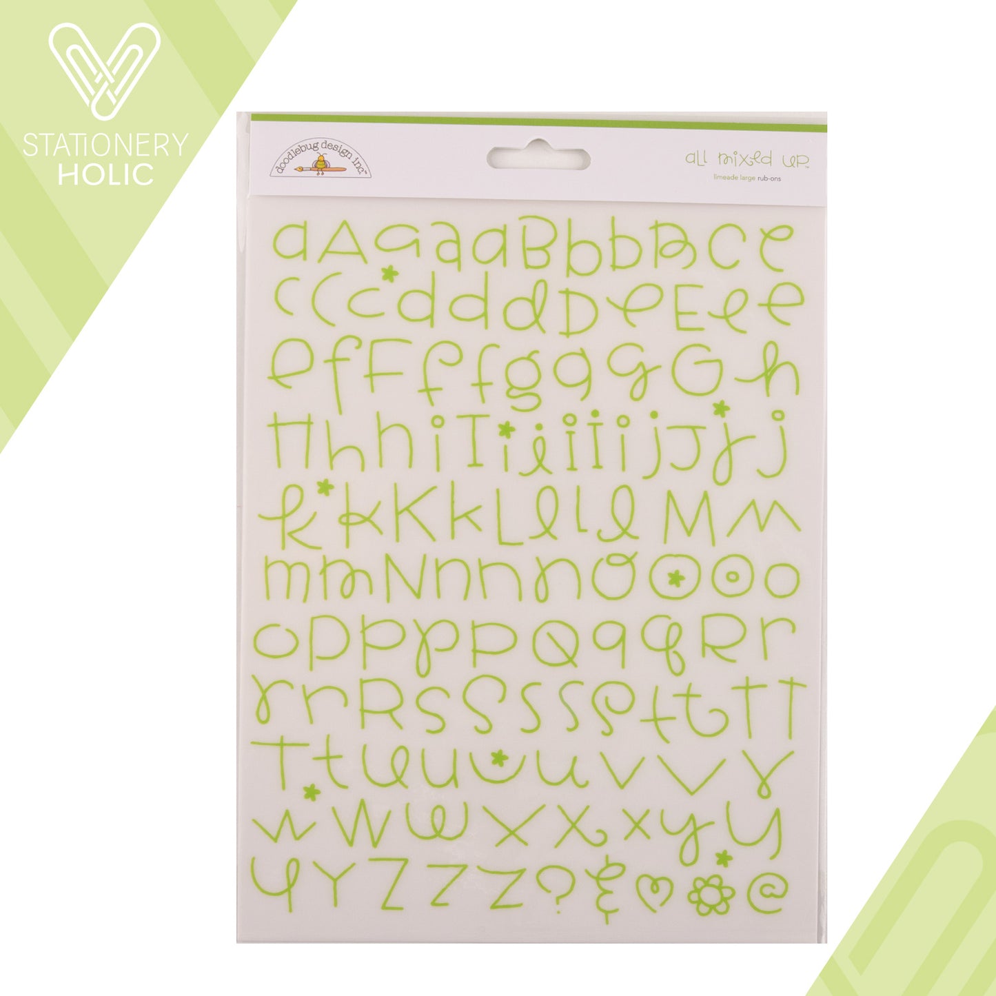 Doodlebug Design - Rub-ons Alpha Large - All Mixed Up Limeade