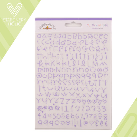 Doodlebug Design - Rub-ons Alpha Medium - All Mixed Up Lilac